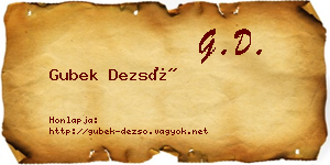 Gubek Dezső névjegykártya